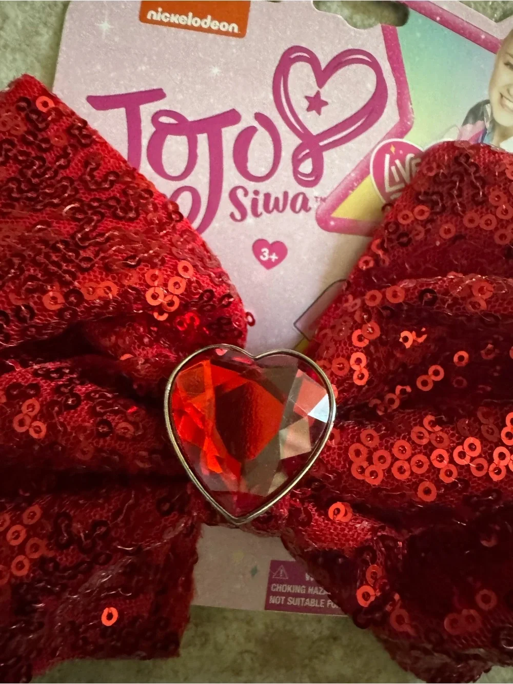 New 2 JoJo Siwa bows Red Sequin & Blue Snowflake rhinestones cheer bow clip